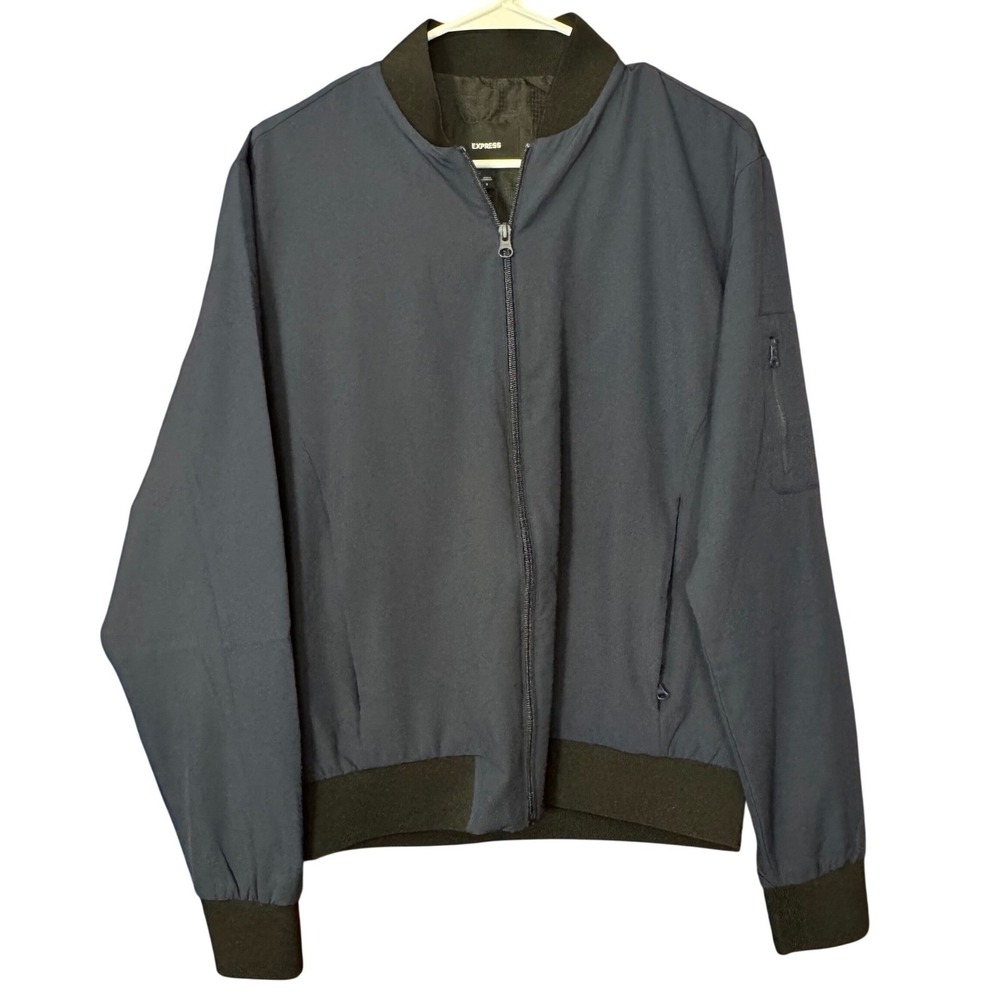 NWT Express Bomber Jacket Men Blue Zip S Outerwear Travel Lightweight Nautical